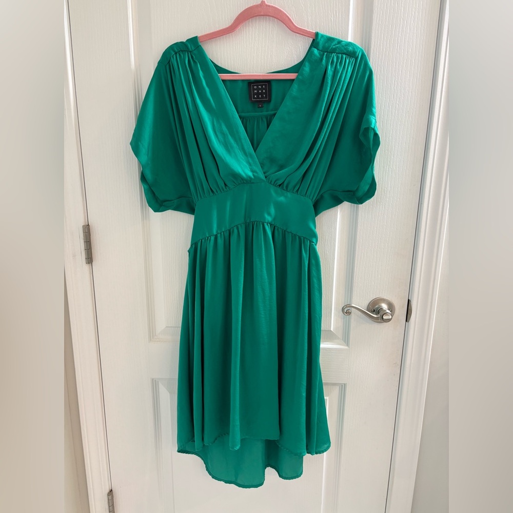 ModCloth One Market Emerald Green Pleated Dress